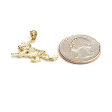 Load image into Gallery viewer, New 14k yellow Gold solid Witch on Broom Pendant charm Gift fine jewelry 1.8g
