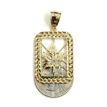 Load image into Gallery viewer, 10k yellow gold rectangular marijuana leaf pendant charm fine gift jewelry 4.6g

