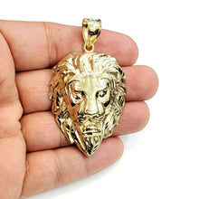 Load image into Gallery viewer, 10k yellow Gold lion head face Leo zodiac Pendant charm fine gift jewelry 10.3g
