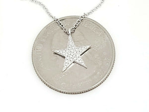 14k white Gold 0.09Ct Diamond star necklace gift for her 18" adjustable chain