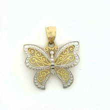 Load image into Gallery viewer, 14k two tone solid Gold butterfly full body Pendant charm fine gift jewelry 1.9g
