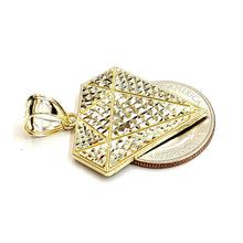 Load image into Gallery viewer, 10k yellow gold diamond shape pendant charm fine gift jewelry diamond cut 3.8g
