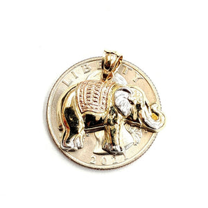 14k multi tone Gold elephant Pendant charm unisex good luck fine jewelry 2.2g