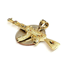 Load image into Gallery viewer, 14k yellow Gold AK-47 machine gun military rifle Pendant charm fine gift 10.3g
