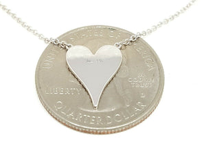 14k white Gold 0.21Ct Diamond heart necklace gift for her 18" adjustable chain