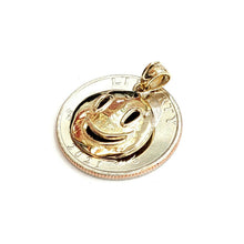Load image into Gallery viewer, New 14k yellow gold round happy face emoji pendant charm gift fine jewelry 1.5g
