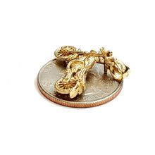 Load image into Gallery viewer, 14k yellow Gold 3D motorcycle Pendant charm sport bikers gift fine jewelry 3.5g
