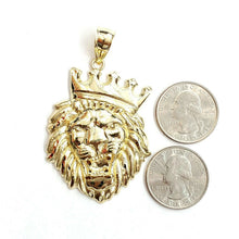 Load image into Gallery viewer, 10k yellow Gold lion head face crown Leo zodiac Pendant charm fine jewelry 12.3g
