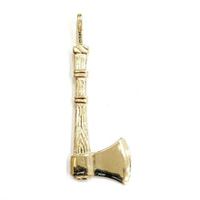 Load image into Gallery viewer, New 14k Yellow Gold Solid 3D AXE Pendant charm outdoor tool fine jewelry 3.6g
