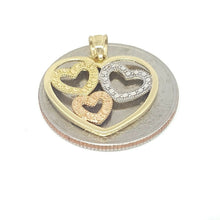 Load image into Gallery viewer, New 14k tri color Gold heart Pendant charm fine jewelry love gift for her 1.5g
