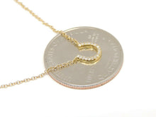 Load image into Gallery viewer, 14k yellow Gold 0.06Ct Diamond horseshoe necklace gift luck 18&quot; adjustable chain
