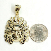 Load image into Gallery viewer, New 10k yellow solid Gold Indian face head Pendant fine gift jewelry 1.50" 7.8g
