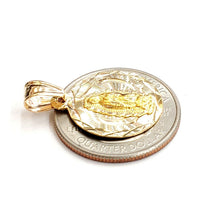 Load image into Gallery viewer, 14k yellow gold round virgin Mary Guadalupe religious pendant diamond cut 2.2g
