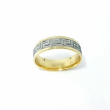 Load image into Gallery viewer, Men Women new 10K Greek key two tone Gold Wedding Band Comfort Fit 6MM Size 8
