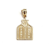 Load image into Gallery viewer, 14k yellow gold tablets of law star of David Jewish Israel torah pendant 2.2g
