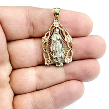 Load image into Gallery viewer, 14k 3 color gold virgin Mary Guadalupe pendant charm gift religious jewelry 4.4g

