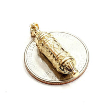 Load image into Gallery viewer, New 14k yellow gold 3D mezuzah star of David kabbalah Jewish Torah pendant 4.3g
