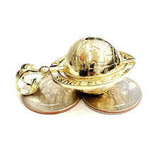 Load image into Gallery viewer, New 10k yellow gold 3D Spinning round globe planet earth world map pendant 15.8g
