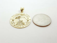 Load image into Gallery viewer, 10k yellow gold round globe planet earth world map pendant fine gift 1.34" 4.8g
