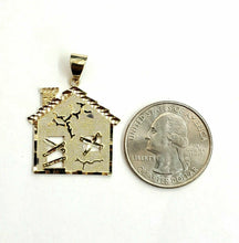 Load image into Gallery viewer, New 10k yellow gold trap house pendant charm diamond cut gift fine jewelry 2.8g
