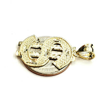 Load image into Gallery viewer, New 10k yellow gold dollar sign diamond cut unisex lucky pendant charm gift 2.7g
