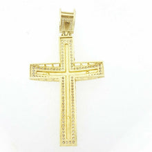 Load image into Gallery viewer, 10k two tone gold cross pendant cubic zirconia gift fine religious jewelry 8.6g
