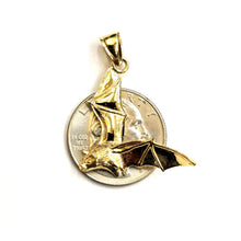 Load image into Gallery viewer, New 14k yellow gold 3D flying bat pendant charm gift fine jewelry polished 3.4g
