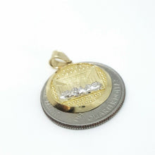 Load image into Gallery viewer, 10k two-tone gold round last supper pendant charm 0.75" religious jewelry 1.9g
