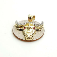Load image into Gallery viewer, 14k yellow Gold Taurus bull zodiac Pendant cubic zirconia fine gift jewelry 3.2g
