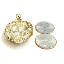 Load image into Gallery viewer, 14k yellow solid Gold lion Leo head face zodiac Pendant charm fine jewelry 15g
