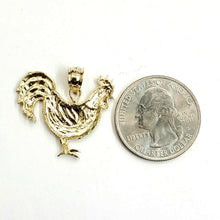 Load image into Gallery viewer, 14k yellow Gold rooster chicken bird Pendant charm diamond cut fine jewelry 2.9g
