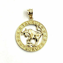 Load image into Gallery viewer, 10k yellow solid Gold round Taurus bull zodiac Pendant charm fine jewelry 2.4g
