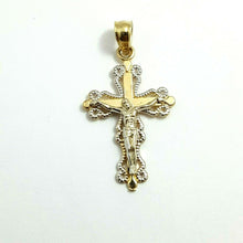 Load image into Gallery viewer, New 14k gold two tone cross jesus pendant charm fine gift religious jewelry 1.3g
