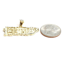 Load image into Gallery viewer, New 10k yellow gold Puerto Rico outline map pendant charm gift fine jewelry 3.6g
