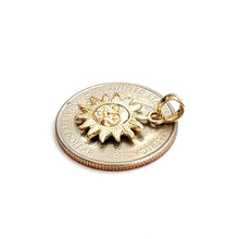 Load image into Gallery viewer, 14k yellow gold solid sun sol pendant charm astrology fine jewelry 0.55" 2.4g
