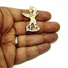 Load image into Gallery viewer, 14k gold two tone saint Michael pendant charm religious jewelry zirconia 5.6g
