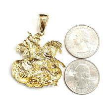 Load image into Gallery viewer, 10k yellow gold saint George pendant charm horse dragon fine gift jewelry 9.6g
