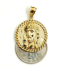Load image into Gallery viewer, 10k yellow gold round Jesus face head pendant charm religious jewelry 0.97" 4.6g
