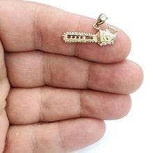 Load image into Gallery viewer, 14k Yellow Gold 3D chain saw Pendant charm construction tool fine jewelry 1.8g
