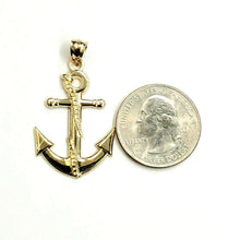 Load image into Gallery viewer, New 14k yellow Gold anchor Pendant polished charm gift fine jewelry 2.4g
