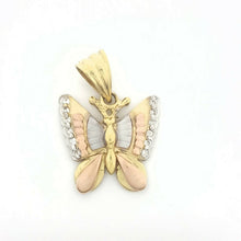 Load image into Gallery viewer, New 14k tri color solid Gold butterfly full body Pendant charm gift jewelry 4.2g
