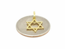 Load image into Gallery viewer, 14k yellow gold star of David Jewish Israel charm pendant religious jewelry 0.6g
