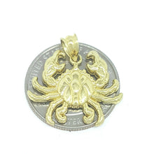 Load image into Gallery viewer, 10k yellow gold cancer crab full body pendant charm zodiac sign gift 2.2g
