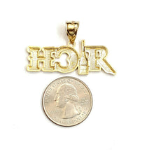 Load image into Gallery viewer, New 10k yellow Gold RICH word Pendant charm diamond cut fine jewelry 4.4g
