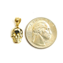 Load image into Gallery viewer, New 14k yellow Gold tiny Skull mummy dead Bone Pendant Gift fine jewelry 1.4g
