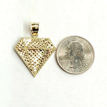 Load image into Gallery viewer, 10k yellow gold diamond shape pendant charm fine gift jewelry diamond cut 2.7g
