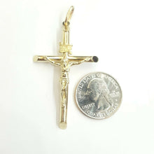 Load image into Gallery viewer, New 10k yellow gold hollow cross Jesus pendant charm fine jewelry religious 4.3g
