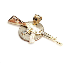 Load image into Gallery viewer, 14k multi color Gold AK-47 machine gun military rifle Pendant charm  gift 3.9g
