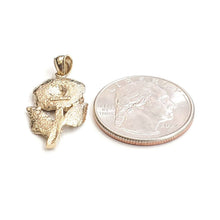 Load image into Gallery viewer, New 14k yellow solid Gold rose flower Pendant charm gift fine jewelry 3.4g
