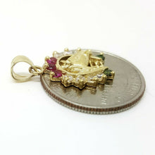 Load image into Gallery viewer, 14k yellow Gold horseshoe Pendant cubic zirconia lucky gift fine jewelry 2.2g
